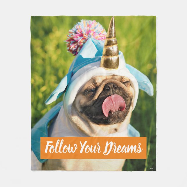 Unicorn Pug Fleecefilt (Framsidan)