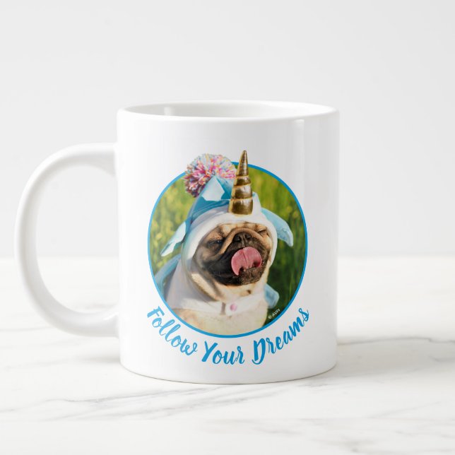 Unicorn Pug Jumbo Mugg (Vänster)