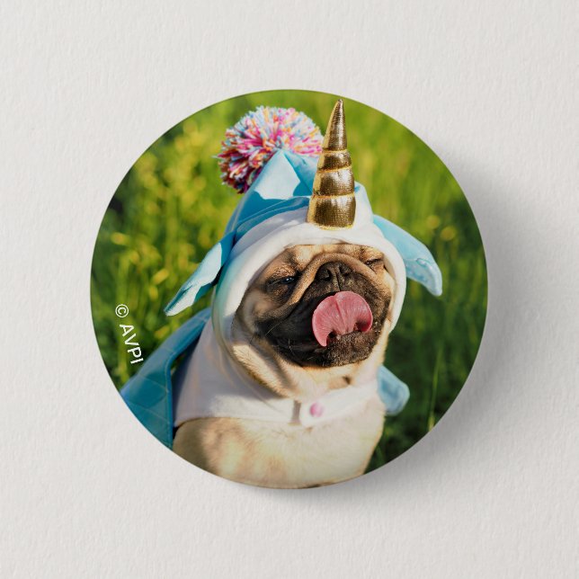 Unicorn Pug Knapp (Framsida)