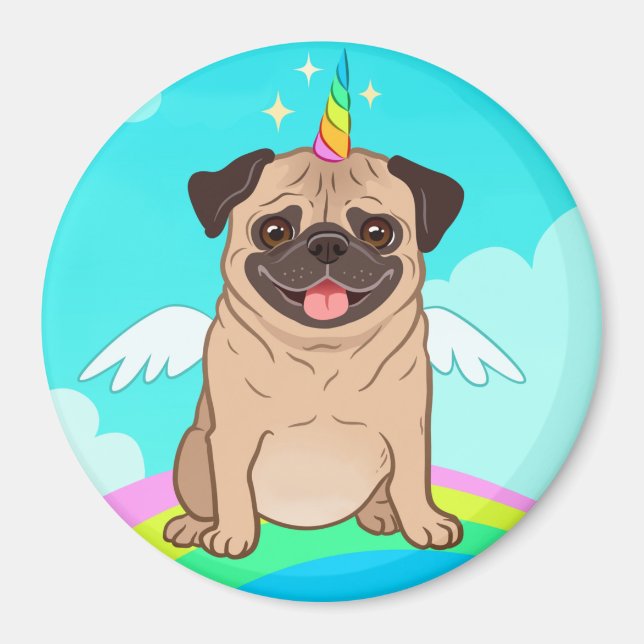 Unicorn Pug Magnet (Framsidan)