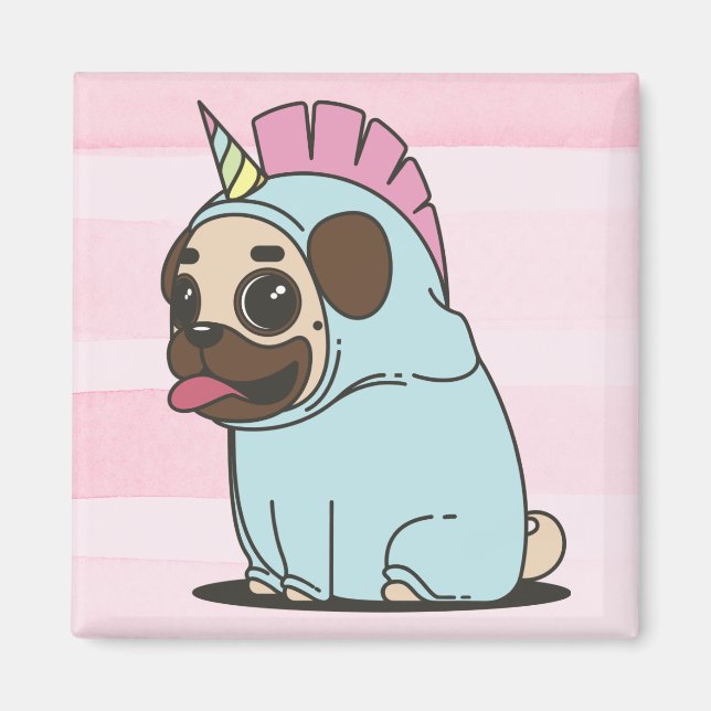 Unicorn Pug Magnet (Framsidan)