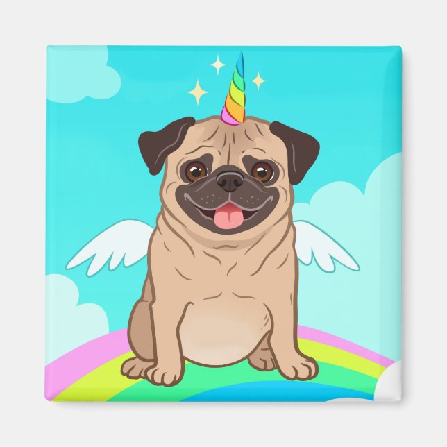 Unicorn Pug Magnet (Framsidan)