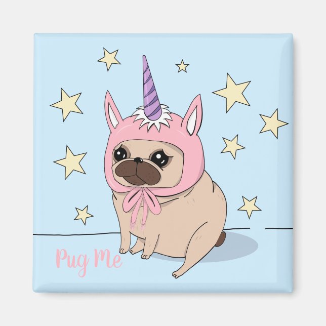 Unicorn Pug Magnet (Framsidan)