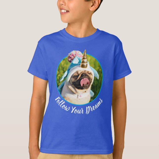 Unicorn Pug T Shirt (Framsida)