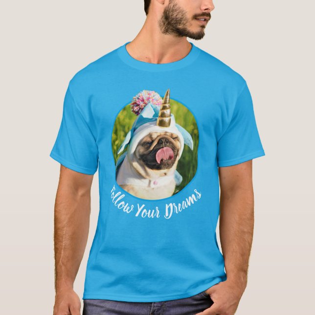 Unicorn Pug T Shirt (Framsida)