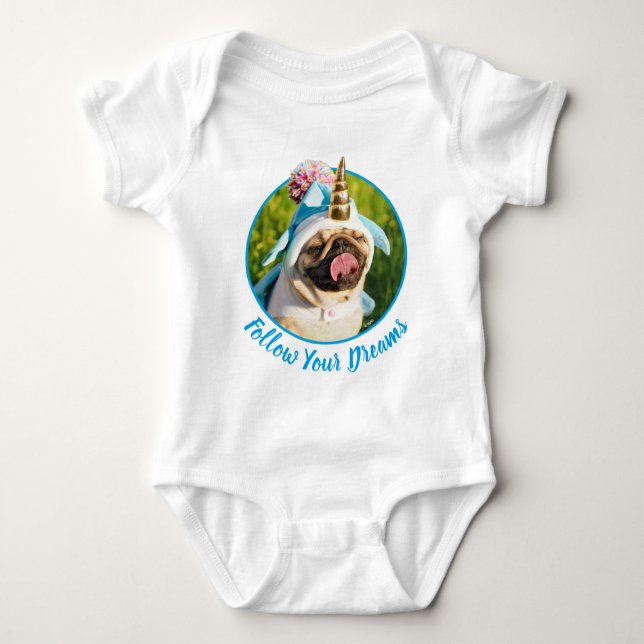 Unicorn Pug T Shirt (Framsida)