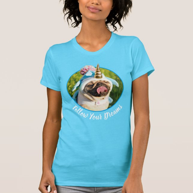 Unicorn Pug T Shirt (Framsida)