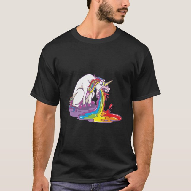 Unicorn Puking Rainbow T Shirt (Framsida)