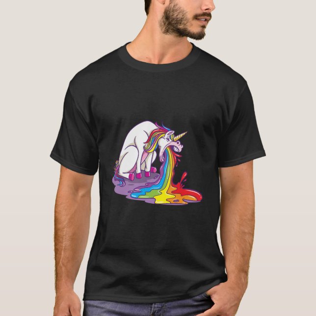Unicorn Puking Rainbow T Shirt (Framsida)