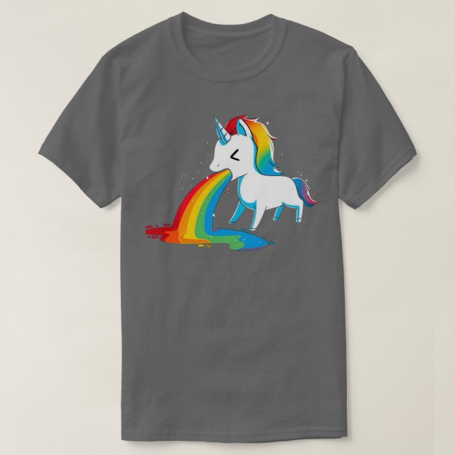 Unicorn Puking Rainbows Funny Unicorn T Shirt (Design framsida)