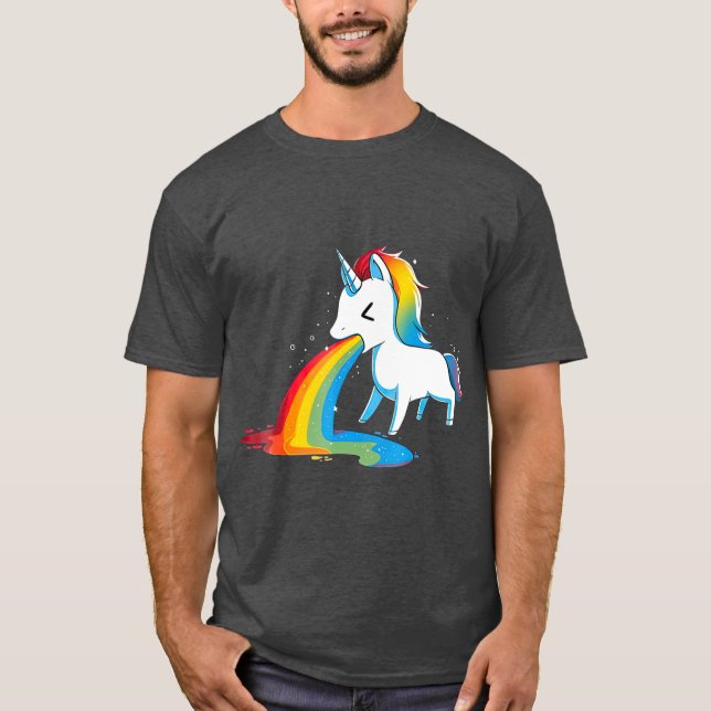 Unicorn Puking Rainbows Graphic Funny Rainbow T Shirt (Framsida)