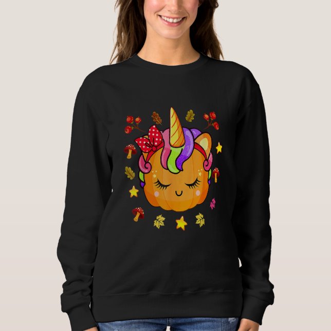 Unicorn Pumpkin Cute Halloween Costume Teen Girls T Shirt (Framsida)