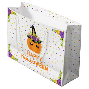 Unicorn Pumpkin Happy halloween White Large Gift B