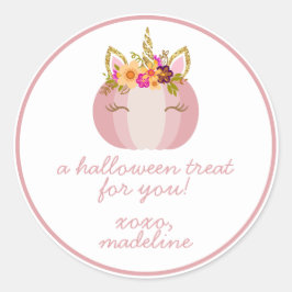 Unicorn Pumpkin | Kids Halloween Sticker Runt Klistermärke