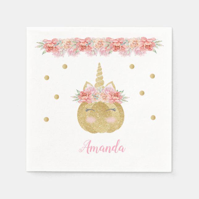 Unicorn Pumpkin Pappersservett (Framsidan)