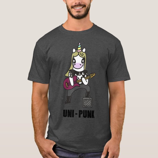 Unicorn punk sten uni punk födelsedagspresent roli t shirt (Framsida)