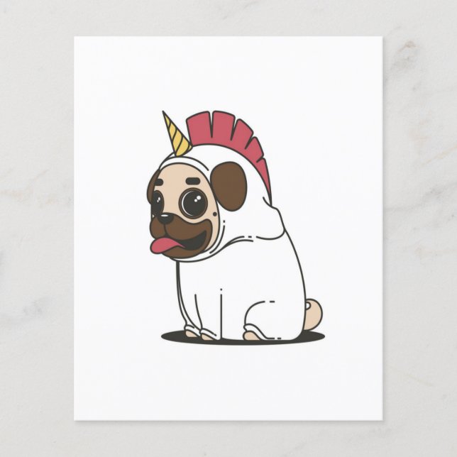 Unicorn Puppy | Cute Pug Hund älskare Gift Flygblad (Framsidan)