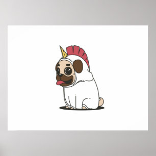 Unicorn Puppy Cute Pug Hund älskare Gift Poster