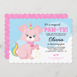 Unicorn Puppy - Unipuppy Girly Birthday Inbjudningar