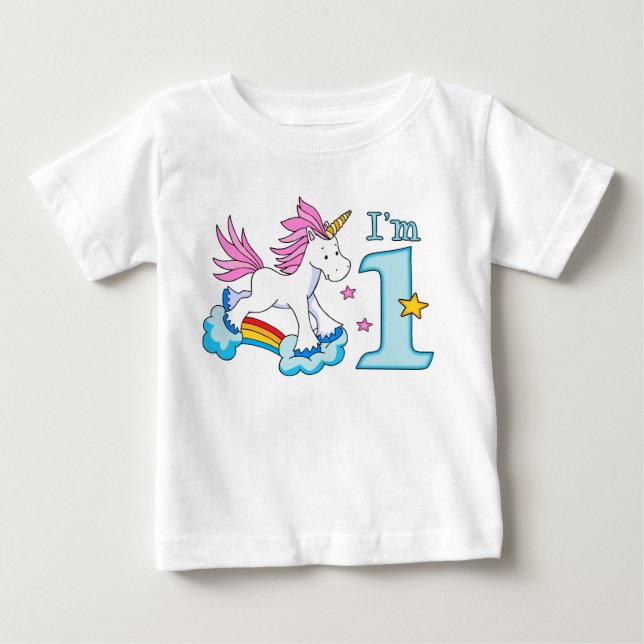 Unicorn Rainbow 1:a födelsedagen T-shirt (Framsida)