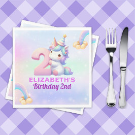 Unicorn Rainbow 2nd Birthday Party for Girls Pappersservett
