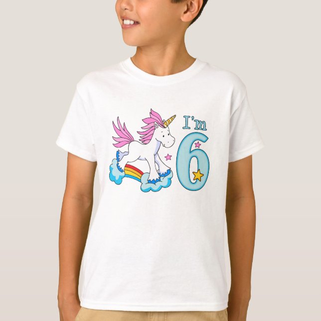 Unicorn Rainbow 6e Birthday T Shirt (Framsida)