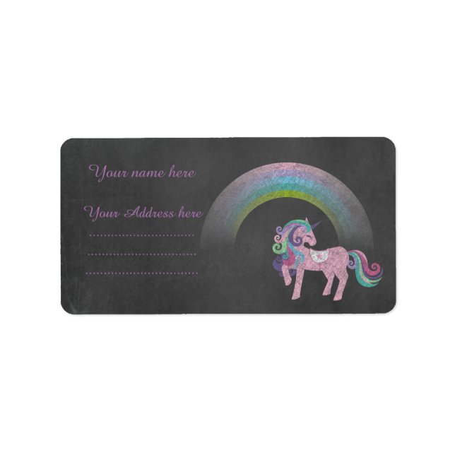 Unicorn rainbow ADDRESS-ETIKETT Adressetikett (Framsidan)