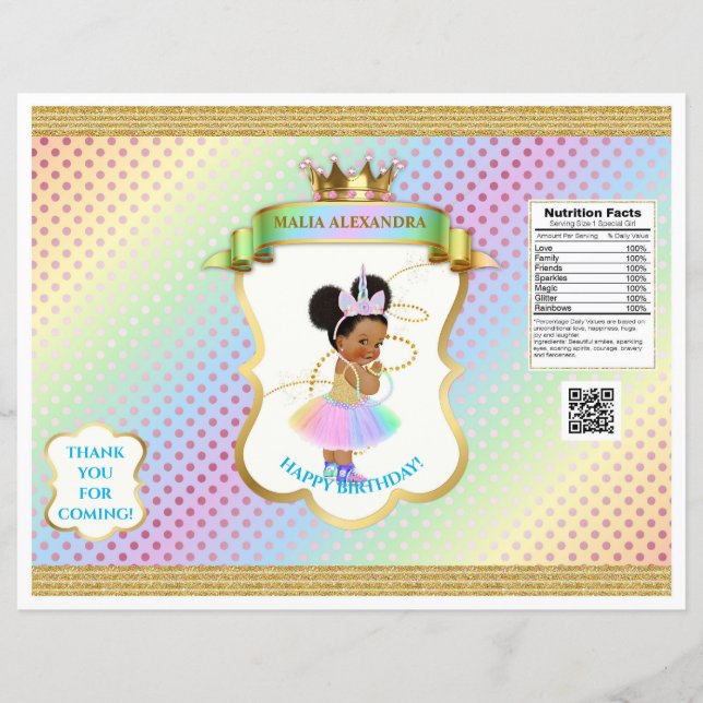 Unicorn Rainbow Afro Puffs Flicka Chip Bag (Framsida)
