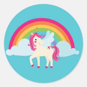Unicorn Rainbow Birthday Baby kuvert Sticker Runt Klistermärke