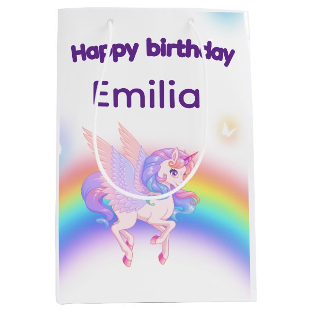 Unicorn Rainbow Birthday Gift Bag (Framsidan)