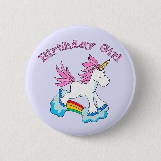 Unicorn Rainbow Birthday Girl Knapp (Framsida)