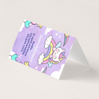 Unicorn Rainbow Birthday Invitation Folded Card Kort