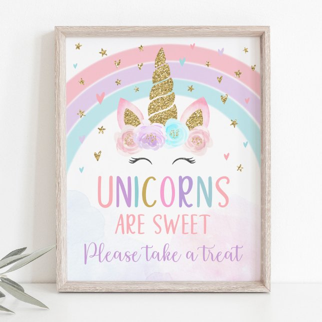 Unicorn Rainbow Birthday Treat Sign Poster (Skapare uppladdad)