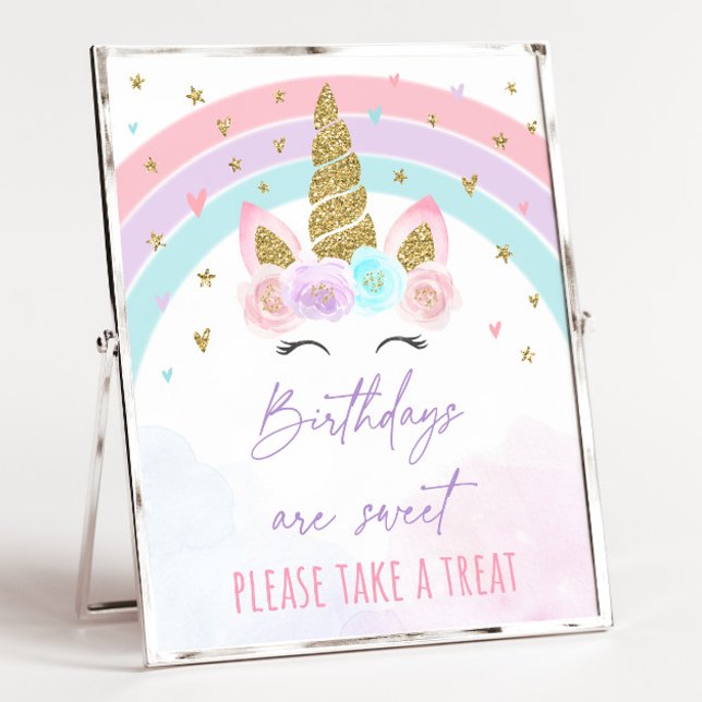 Unicorn Rainbow Birthday Treat Sign Poster (Skapare uppladdad)