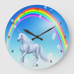 Unicorn, Rainbow & Bubbles Stor Klocka