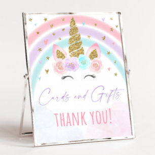 Unicorn Rainbow Card & Gifts Party-tecken Poster