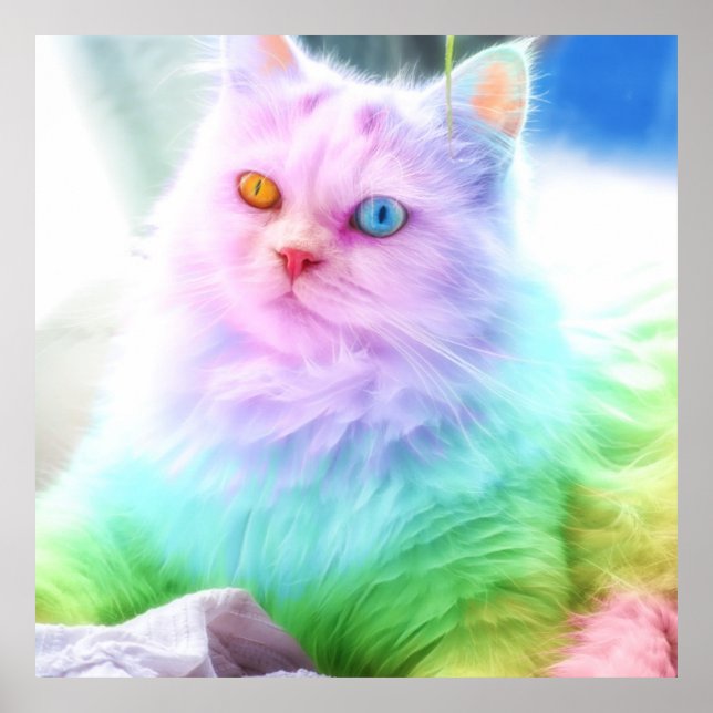 Unicorn Rainbow Cat Poster (Framsidan)
