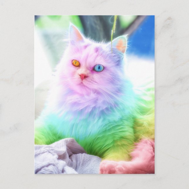 Unicorn Rainbow Cat Vykort (Framsida)
