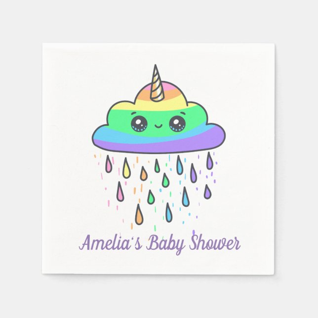 Unicorn Rainbow Cloud Baby Shower Pappersservett (Framsidan)