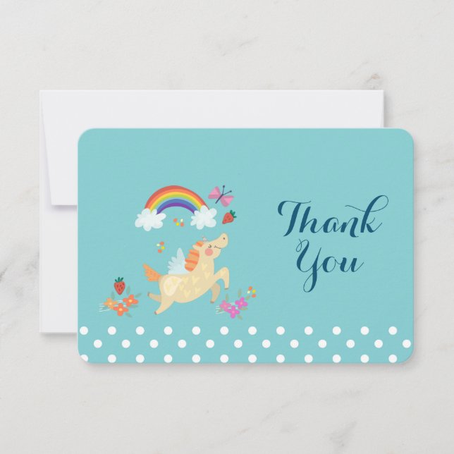Unicorn Rainbow Clouds and Flowers Birthday Tack (Framsida)