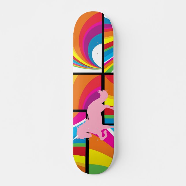 Unicorn Rainbow Clouds Skateboard Deck (Framsida)