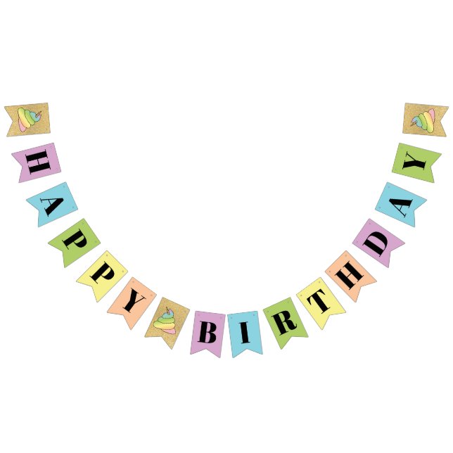 Unicorn Rainbow Crap Emoji Poop Emoji with Ansikte Vimplar (Alla)