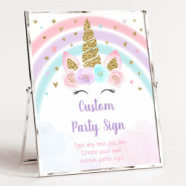 Unicorn Rainbow Editable Birthday-tecken Poster