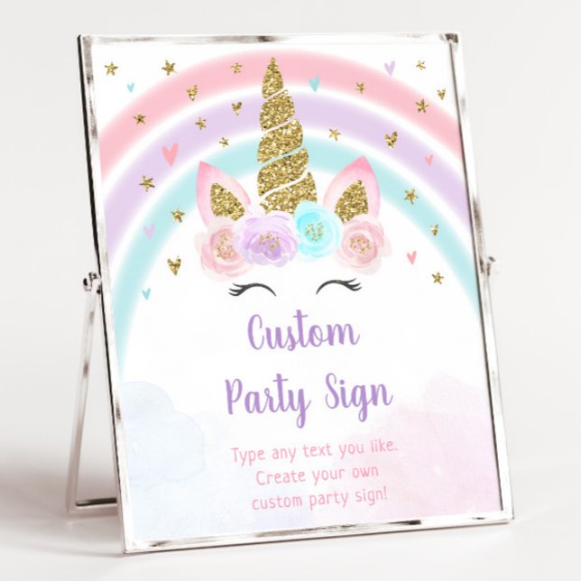 Unicorn Rainbow Editable Birthday-tecken Poster (Skapare uppladdad)