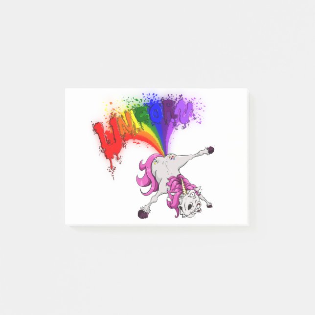 unicorn rainbow fart post-it block (Framsida)