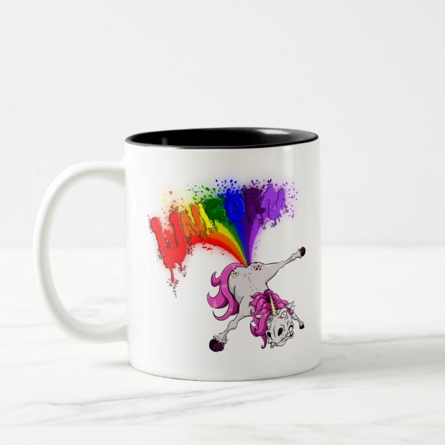 unicorn rainbow fart Två-Tonad mugg (Vänster)