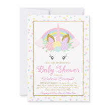 Unicorn Rainbow Girl Baby Shower-inbjudningar