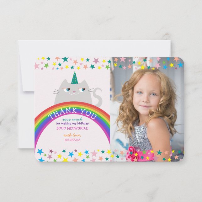 Unicorn Rainbow Girl Birthday Tack (Framsida)