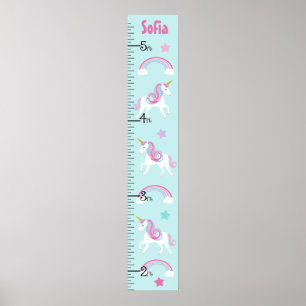 Unicorn & Rainbow Girl Growth Chart Behålla 8 x 44 Poster