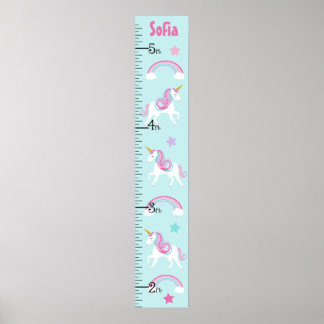 Unicorn & Rainbow Girl Growth Chart Behålla 8 x 44 Poster